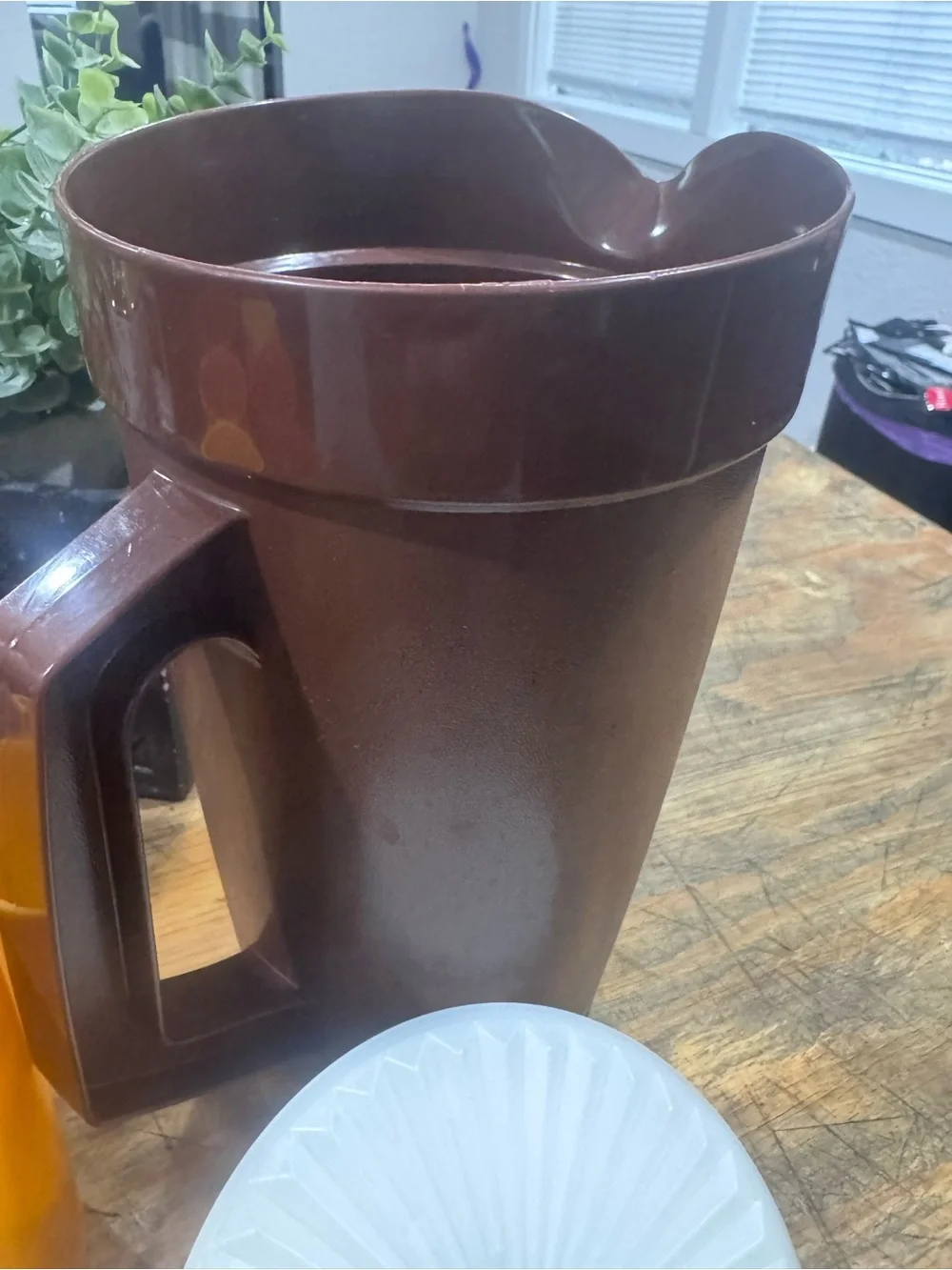 Tupperware Tumblers - Set of Assorted Cups and brown pitcher with lid